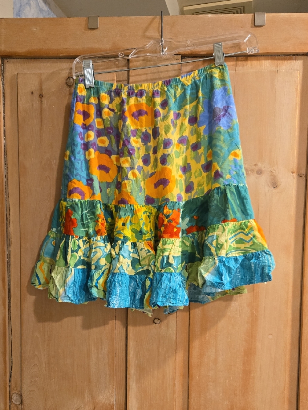 Boho Floral Tiered Skirt in Multi-Color